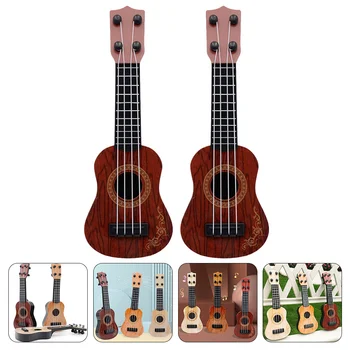 2 Vnt Kelionės Bamblys Toyss Mini Ukulėle Modeliai Bamblys Plastiko Muzikos Instrumentas Kelionės Gitara vaikams