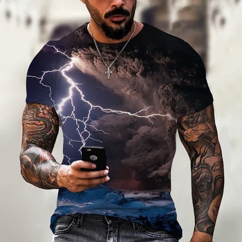 2022 m. Vasaros Vyrų Viršuje Negabaritinių Marškinėliai Atsitiktinis Žaibo Cool 3d Skaitmeninio Spausdinimo T Marškinėliai vyrams trumpomis Rankovėmis Tee