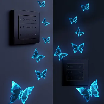 6Pcs Blue Glow-in-the-dark Drugelis Sienų Lipdukai Kambario Dekoro Priedai Animacinių filmų Įklija, Jubiliejus, Gimtadienis Paster