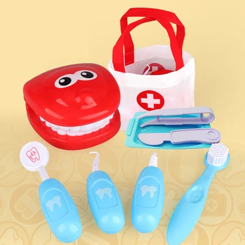 9Pcs/set Apsimesti Žaisti Žaislas Odontologas Gydytojas Žaidimas Žaislai Patikrinti Dantų Modelį, Medicinos Reikmenys, Įrankiai Rinkinys, Vaidmuo Žaisti Žaislų Mergaitėms Berniukams
