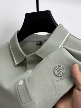 Aukštos klasės prekės ženklo ilgas rankovėmis vyriški polo marškinėliai 2023 Pavasarį ir Rudenį Naujos Mados Kontrasto Spalvų Verslo Atsitiktinis Polo Kaklo T-shirt