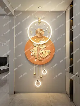 Dekoratyvinis Dažymas Laikrodis Koridoriaus Praėjimo Trimatis Freskos Šviesos Prabanga Fu Simbolių Šviesos Krištolo, Porceliano Kabinti