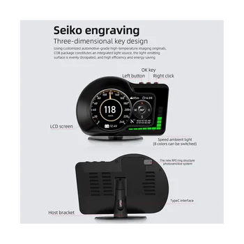 EOBD OBD2 Daugiafunkcis LCD Ekranas OBD+GPS HUD Auto Kompiuterio Automobilių Galva Ekrane, Realaus Laiko Spidometras Visų Automobilių