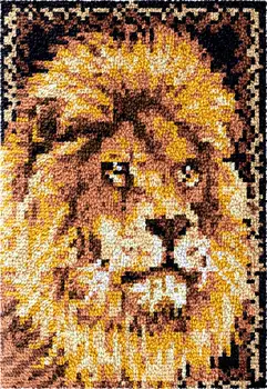 Gyvūnų liūtas Kilimų siuvinėjimo kryželiu Spyna kablio komplektas su iš Anksto Atspausdintas Modelis Amatų suaugusiems Gobelenas kilimas plastiko drobė