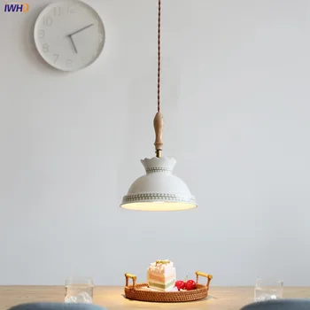 IWHD Medinė Rankena LED Sieniniai šviestuvai Šviestuvai Keramikos Umbra Vario Lizdas Japonų Stiliaus Šiaurės šalių Šiuolaikinės Kabo Šalia Lempos