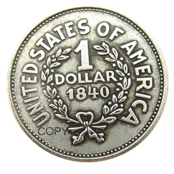 JAV 1840 Indijos Doleris Proginę Sidabro Padengtą Kopijuoti Monetas