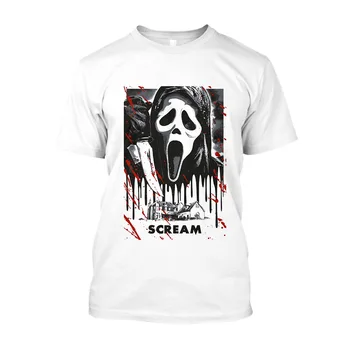 Jumeast Rėkti, Ghostface Vyrų Balti marškinėliai Baisu Filmus Unisex Baggy Marškinėliai Siaubo Filmas Moterų Gotikos Tees Drabužius T-shirty
