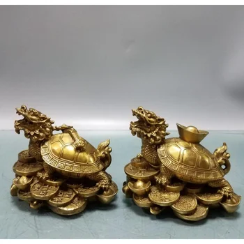 Kinija žalvario ruyi Luitai dragon vėžlys amatų statula