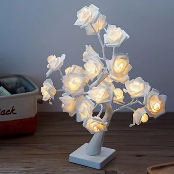 LED Stalo Lempa Išaugo Gėlė, Medis, USB Naktį Žibintai papuošalai Kalėdų Dovana, Vaikų Kambarys Rožių Gėlių, Apšvietimas, Namų Puošybai