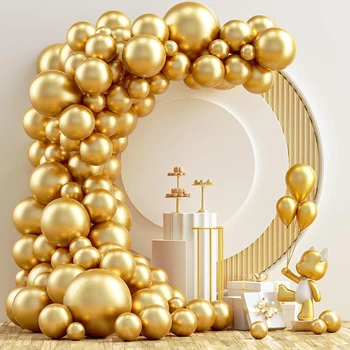 Metalo, Aukso Balionų Girliandą Arch Rinkinys Aukso Baby Shower Apdailos Latekso Balionas Vestuvių, Gimtadienio Šventė Dekoro Prekes