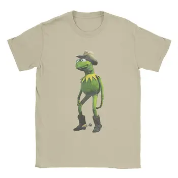 Naujovė Disney Kaubojus Kermit Mapetai T-Shirt Vyrai Įgulos Kaklo Grynos Medvilnės T Marškiniai Trumpomis Rankovėmis Marškinėliai, Naują Atvykimo Drabužiai