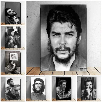 Plakatas HD Spaudinių Che Guevaros Portretas Kuba Photo Cigarų Juoda Balta Filmą Sienos Meno Tapybos Drobės Nuotrauka Kambarį Namų Dekoro