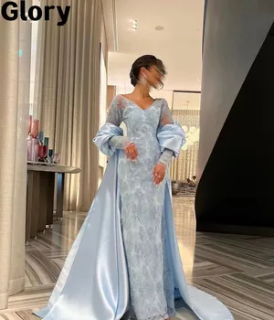 Siuvinėjimo Nėrinių Karoliukai Keltas Suknelės ilgomis Rankovėmis V-kaklo, Grindų ilgio vakarinę Suknelę Vestidos De Fiesta Elegantes Para Mujer 2023
