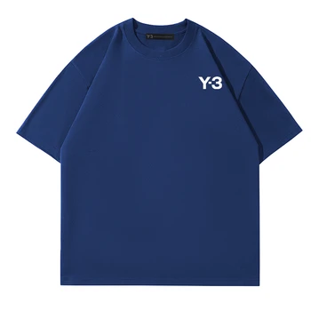 YOHJI YAMAMOTO Atsitiktinis marškinėliai 23SS Vasaros Y-3 Medvilnės trumpomis Rankovėmis Viršuje Abstrakti Tapyba Mergina Spaudinių Vyrų Ir Moterų